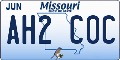 MO license plate AH2C0C