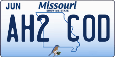 MO license plate AH2C0D