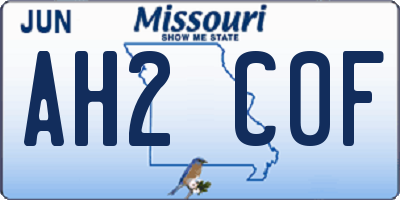 MO license plate AH2C0F