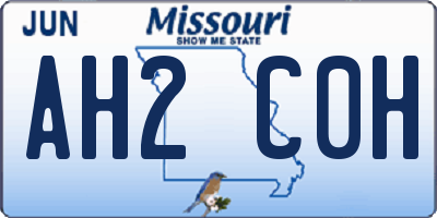 MO license plate AH2C0H