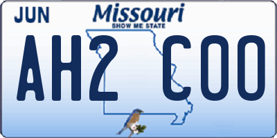 MO license plate AH2C0O