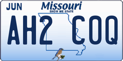 MO license plate AH2C0Q