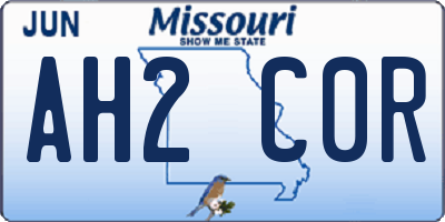 MO license plate AH2C0R