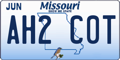 MO license plate AH2C0T