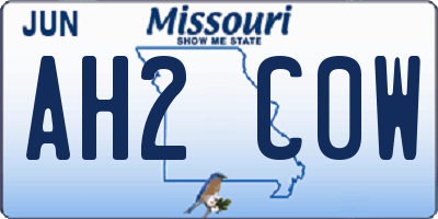 MO license plate AH2C0W