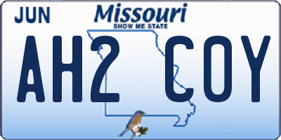 MO license plate AH2C0Y