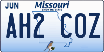 MO license plate AH2C0Z