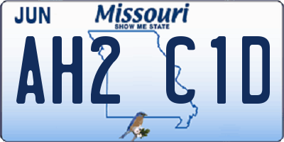 MO license plate AH2C1D