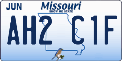 MO license plate AH2C1F