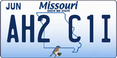 MO license plate AH2C1I