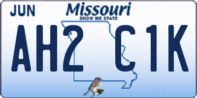 MO license plate AH2C1K