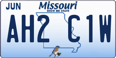 MO license plate AH2C1W