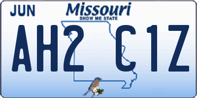 MO license plate AH2C1Z