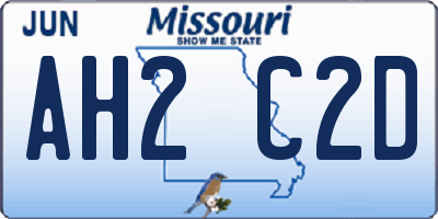 MO license plate AH2C2D