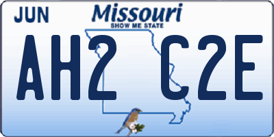 MO license plate AH2C2E