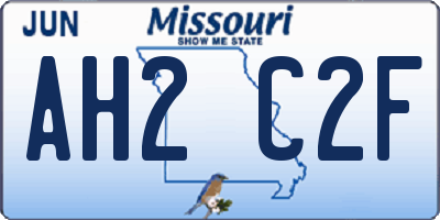 MO license plate AH2C2F