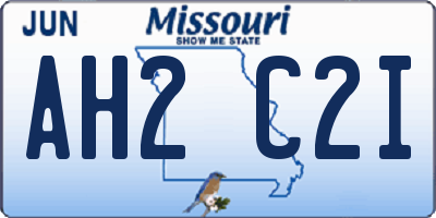 MO license plate AH2C2I