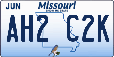 MO license plate AH2C2K