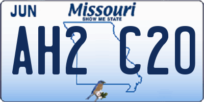 MO license plate AH2C2O