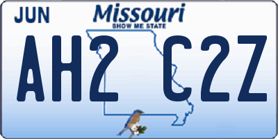 MO license plate AH2C2Z