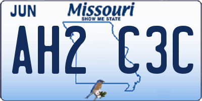 MO license plate AH2C3C