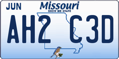 MO license plate AH2C3D