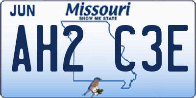 MO license plate AH2C3E