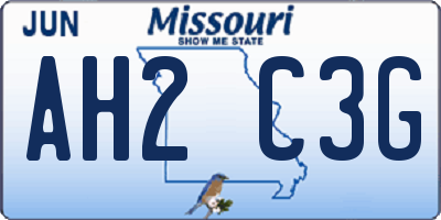 MO license plate AH2C3G