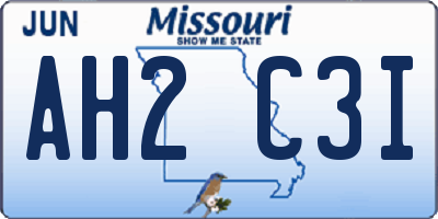 MO license plate AH2C3I