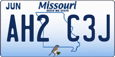 MO license plate AH2C3J