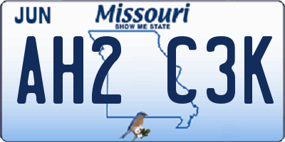 MO license plate AH2C3K