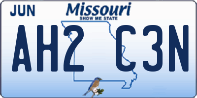 MO license plate AH2C3N