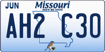 MO license plate AH2C3O