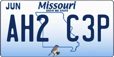 MO license plate AH2C3P