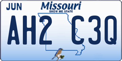 MO license plate AH2C3Q