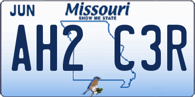 MO license plate AH2C3R