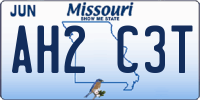 MO license plate AH2C3T