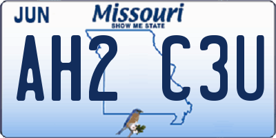 MO license plate AH2C3U