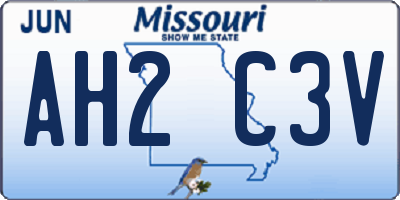 MO license plate AH2C3V