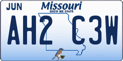 MO license plate AH2C3W