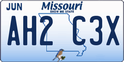 MO license plate AH2C3X