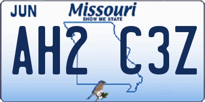 MO license plate AH2C3Z