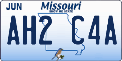 MO license plate AH2C4A