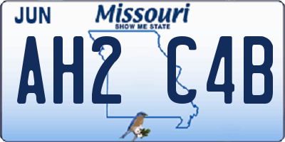 MO license plate AH2C4B