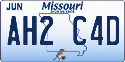 MO license plate AH2C4D