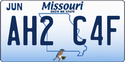 MO license plate AH2C4F