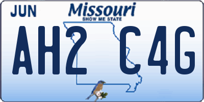 MO license plate AH2C4G