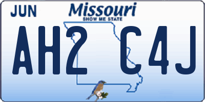 MO license plate AH2C4J