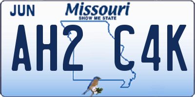 MO license plate AH2C4K