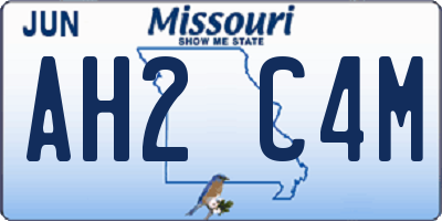 MO license plate AH2C4M